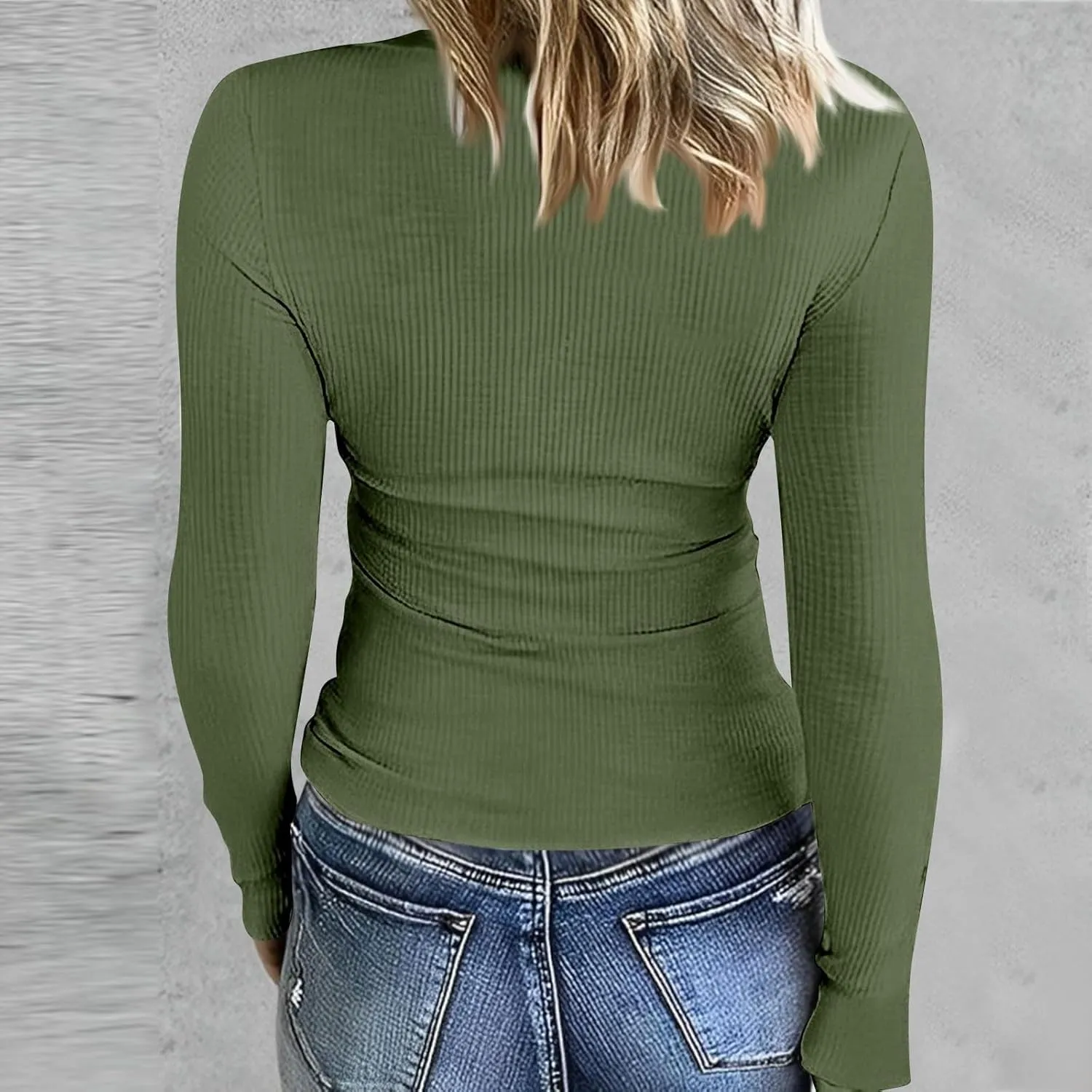 DINEVE Sweater for Women Long Sleeve Ribbed Crewneck Sweatshirt Lightweight Casual Tunic Shirts Winter Warm Pullover Tops