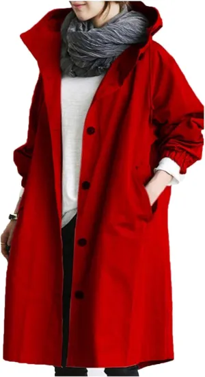 Double-Breasted Hooded Coat Outwear Womens Elegant Windbreaker Wild Winter Women'S Coat Womens Trench Coat 2024