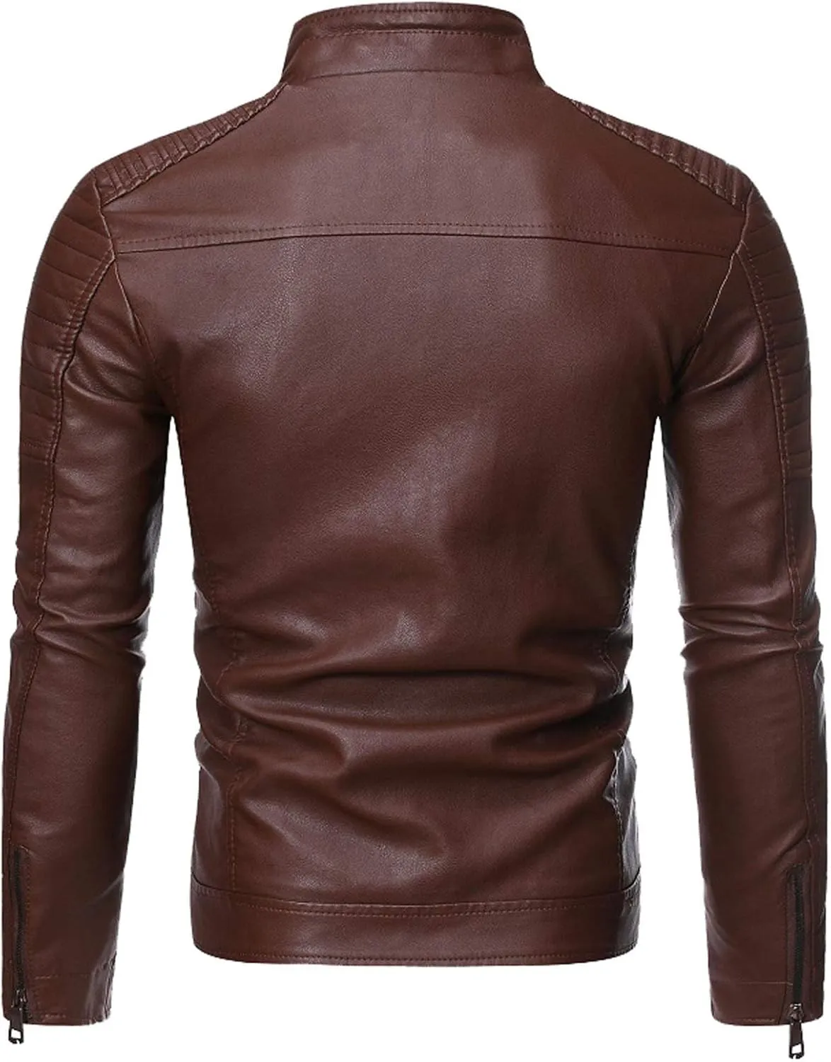 DuDubaby Winter Men's Casual Stand Collar Leather Jacket Coat