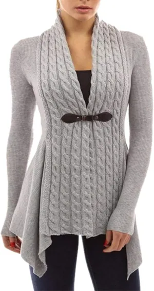 EFOFEI Womens Open Front Long Sleeve Button Down Cable Sweater Cardigans