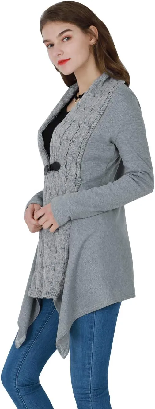 EFOFEI Womens Open Front Long Sleeve Button Down Cable Sweater Cardigans