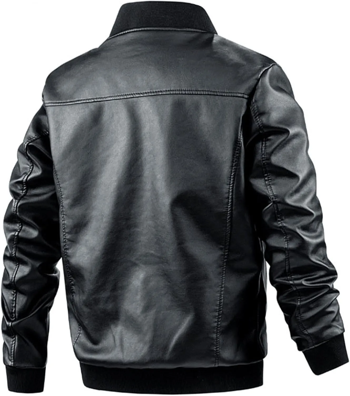 evzosrz Mens Lightweight Faux Leather Jacket Casual Motorcycle Slim Fit Vintage Classic Bomber Jackets Zip Coat Outwear
