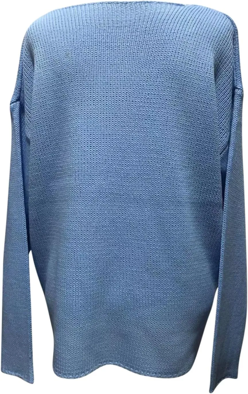 Fall Sweaters for Women Loose Lightweight Pullover Sweaters Scoop Neck Ribbed Knitted Sweaters Casual Jumper Tops