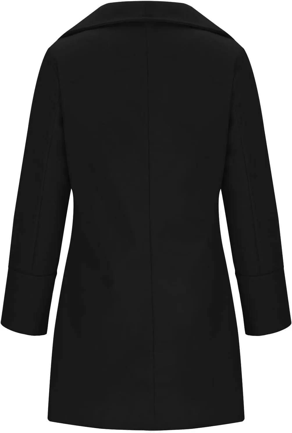 fartey 2024 Womens Winter Coats Casual Notch Lapel Mid-Long Trench Coat Wool Blend Warm Soft Pea Coat With Pockets