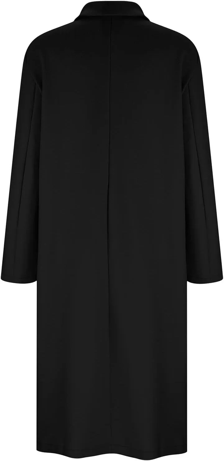 fartey Womens Wool Blend Winter Coats Casual Notch Lapel Double-Breasted Trench Coat Mid Long Length Peacoat Overcoats