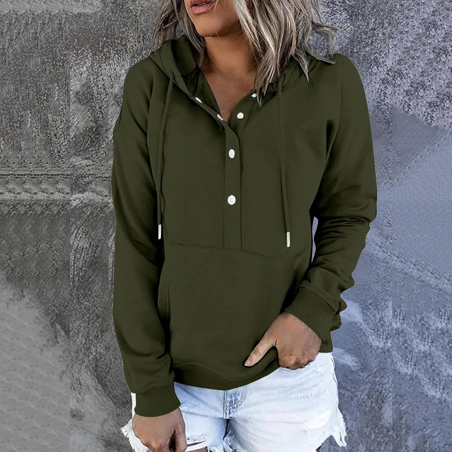 Fashion Casual Hoodies for Women Long Sleeve Pullover Tops Drawstring Hooded Sweatshirts Fall Fashion Outfits 2024