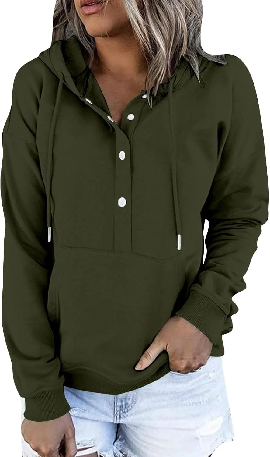 Fashion Casual Hoodies for Women Long Sleeve Pullover Tops Drawstring Hooded Sweatshirts Fall Fashion Outfits 2024