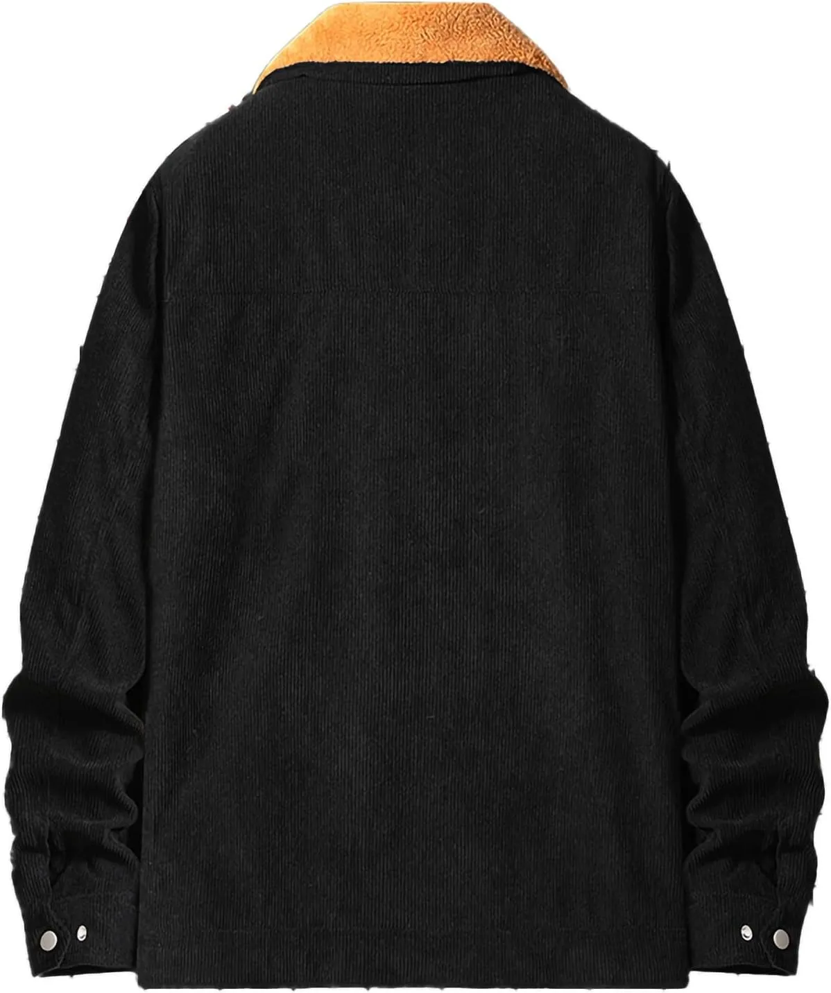 Finelylove Mens Corduroy Jacket Warm Sherpa Lined Fleece Thick Winter Coats Casual Turn Down Collar Cargo Trucker Coat
