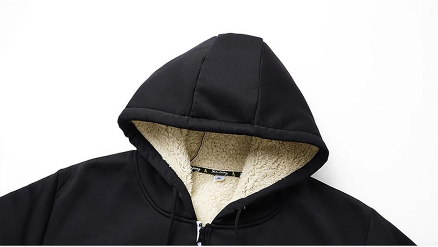 Fleece Hoodie Men Fall Winter Coats Zip Up Sherpa Lined Fuzzy Sweatshirt Jacket Casual Warm Long Sleeve Coat Outerwear