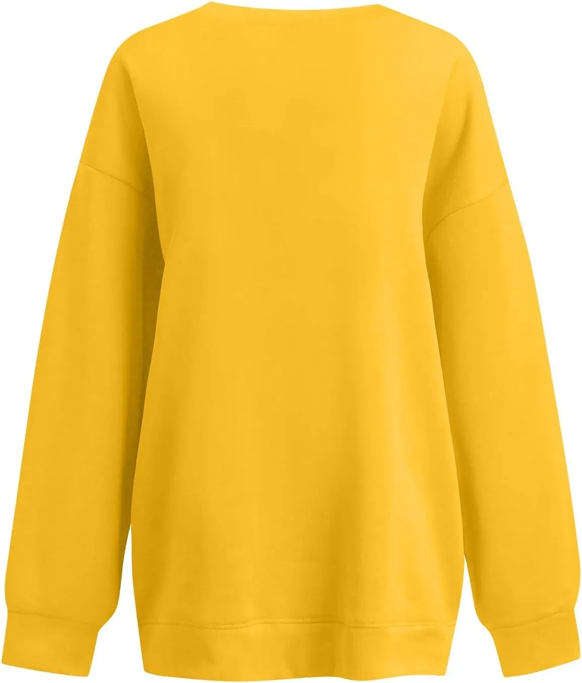 Fleece V Neck Sweatshirt Women Plain Drop Shoulder Oversized Sweatshirts Casual Baggy Comfy Soft Cotton Pullover Tops