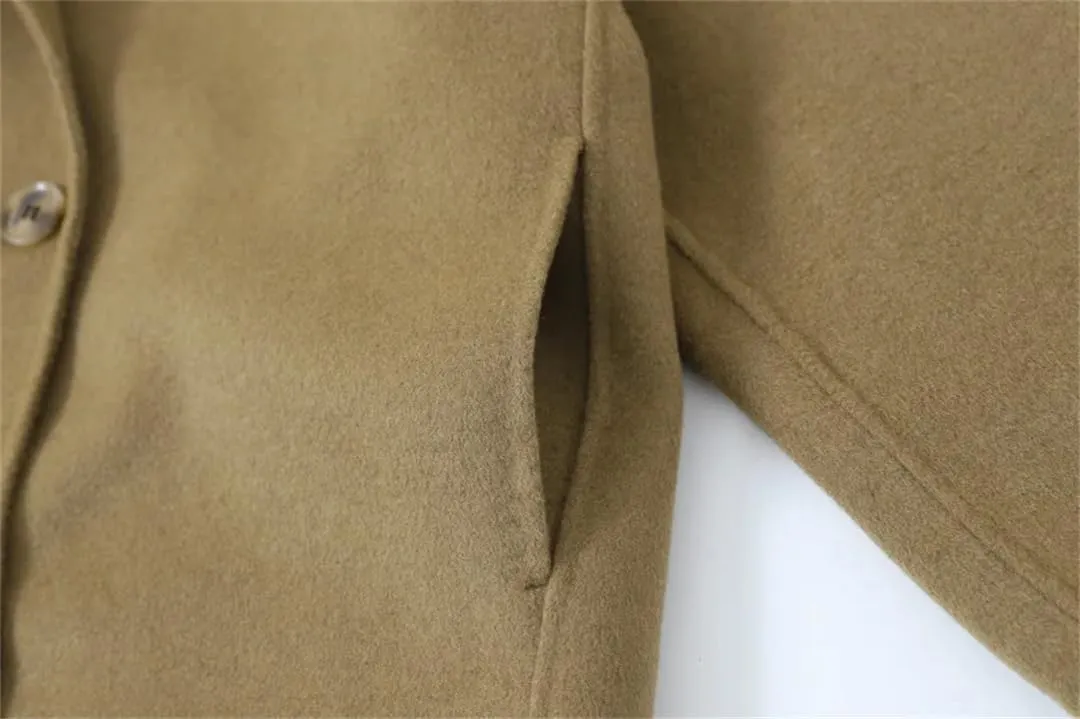 Fnfmrfmr Women Double-Sided Wool Blend Long Coats Simple Double Breasted Autumn Winter Blazer Woolen Jacket