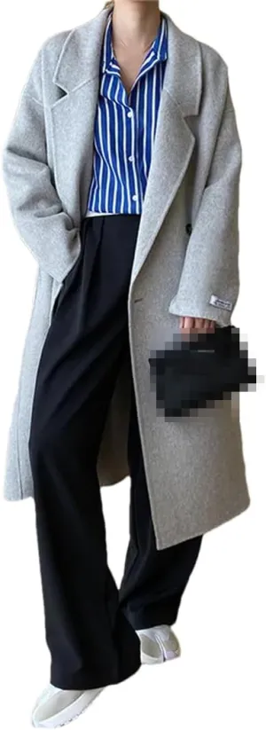 Fnfmrfmr Women's Double-Sided Wool Blends Coats Double Breasted Autumn Winter Long Wool Jacket