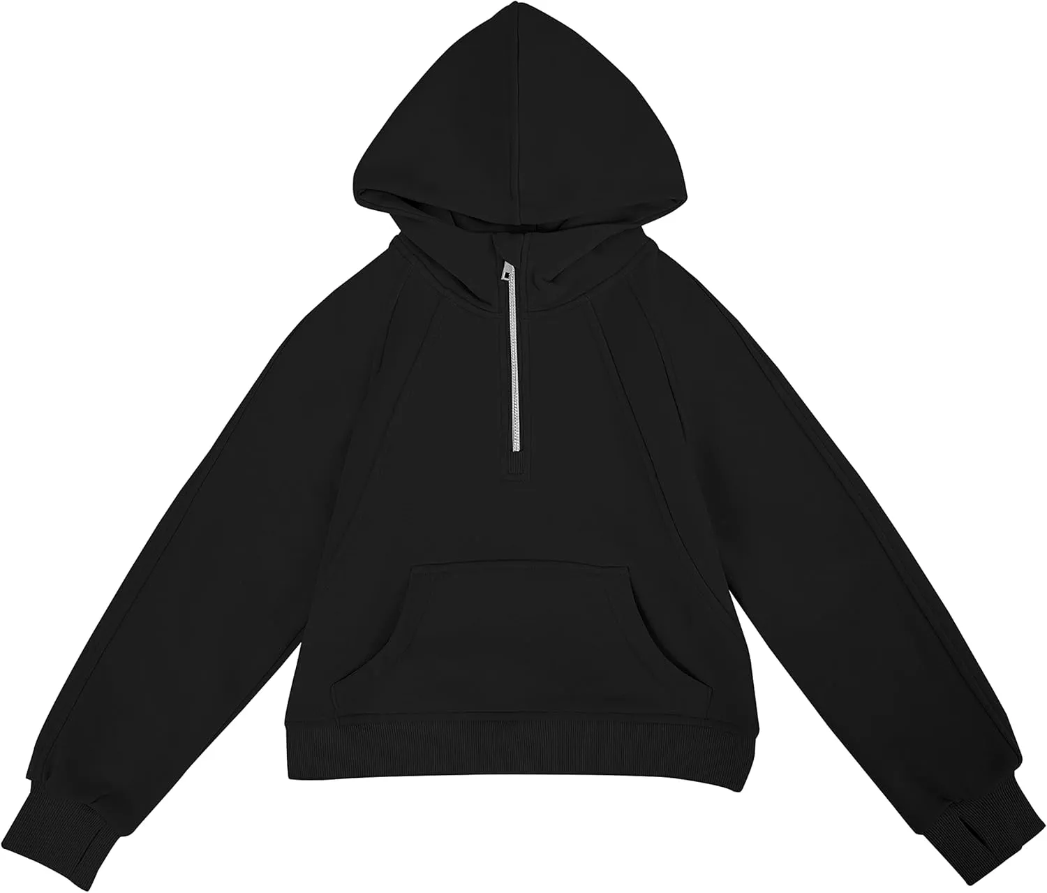 Girls' Hoodies Sweatshirts Half Zipper Pullover Crop Tops for Teen Girls Long Sleeve Sweater Thumb Hole