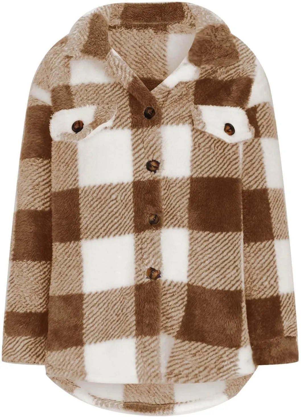 GOFULY Womens Winter Coats Casual Fuzzy Fleece Hoodies Button up Fall Sherpa Jackets Warm Plaid Cardigans Trendy Outerwear