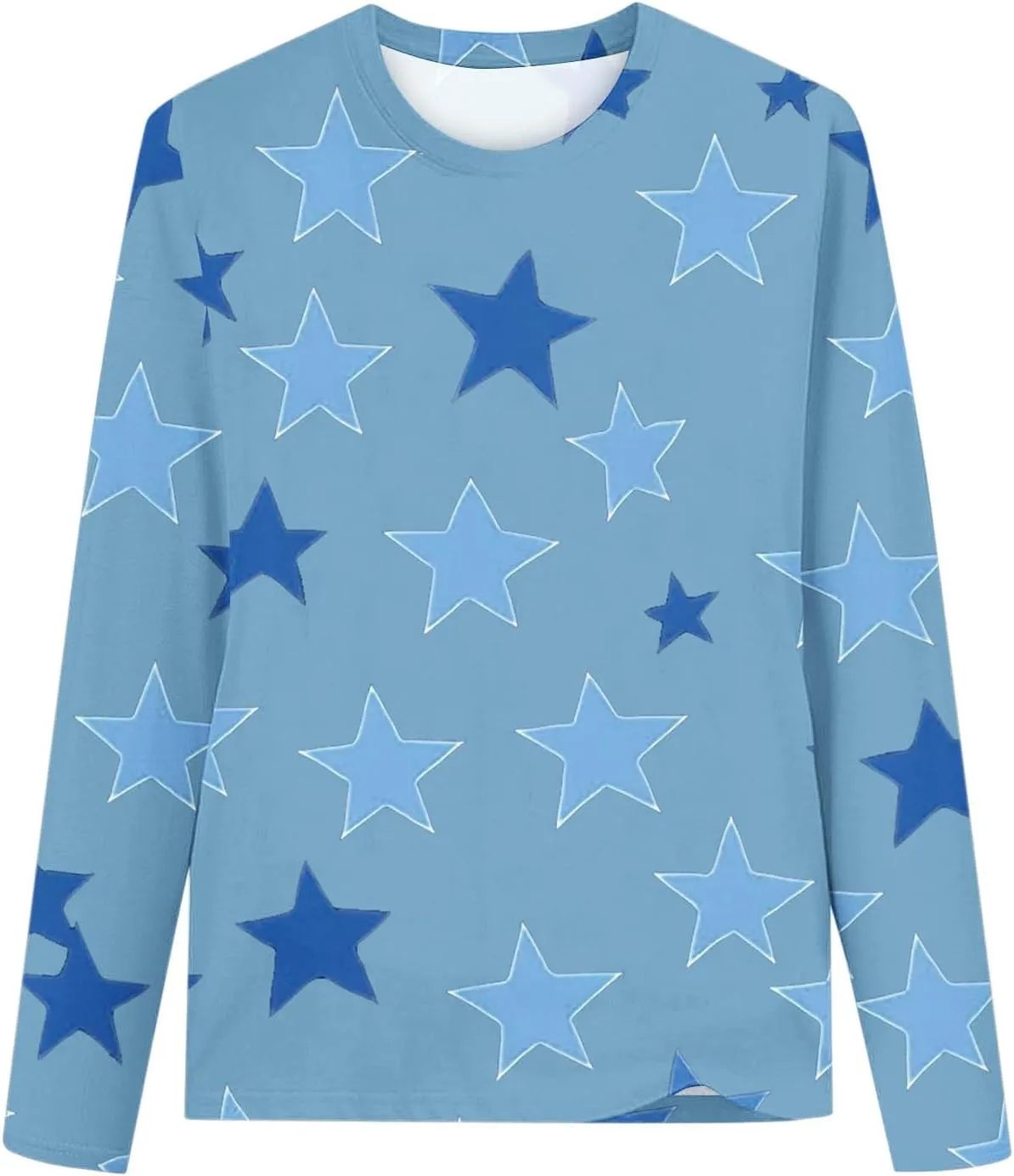 Graphic Sweatshirt Girls Long Sleeve Star Print Crewneck Lightweight Pullover Relaxed Casual Cute Essential Top