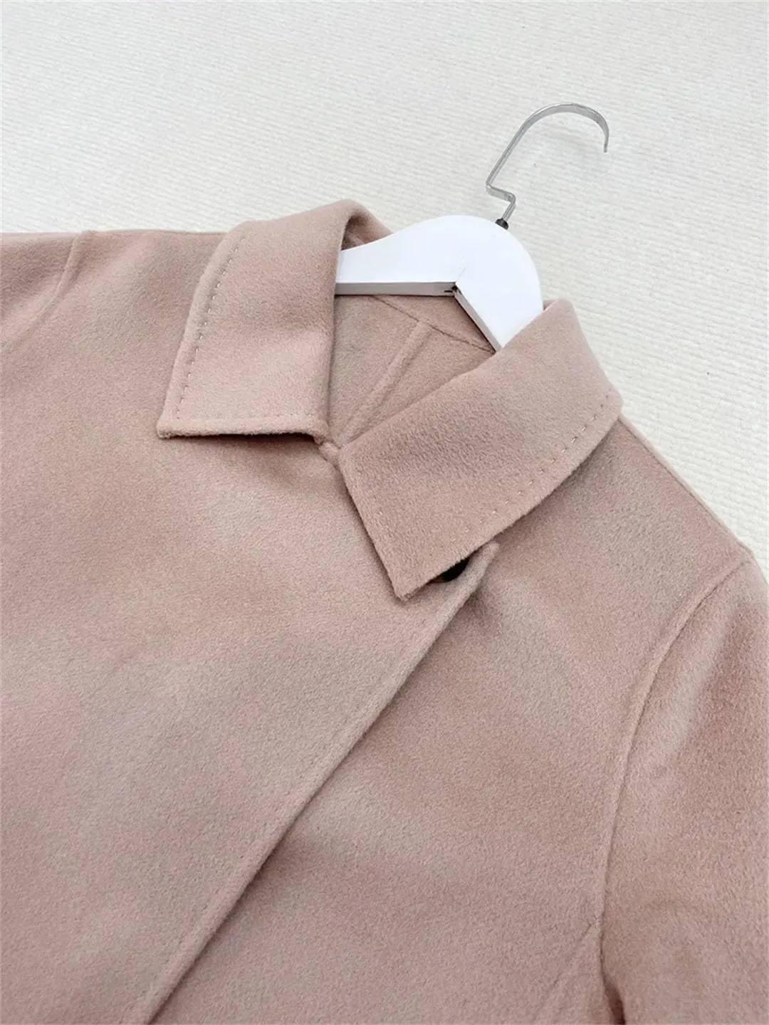 Hdhdeueh Women's Double Sided Cashmere Blends Coat One Button Lace Up Long Double Sided Wool Coats