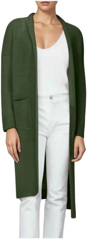 HGps8w Long Cardigans for Women Fall Winter Elegant Open Front Casual Cozy Long Sleeve Knit Outerwear Jackets with Pockets