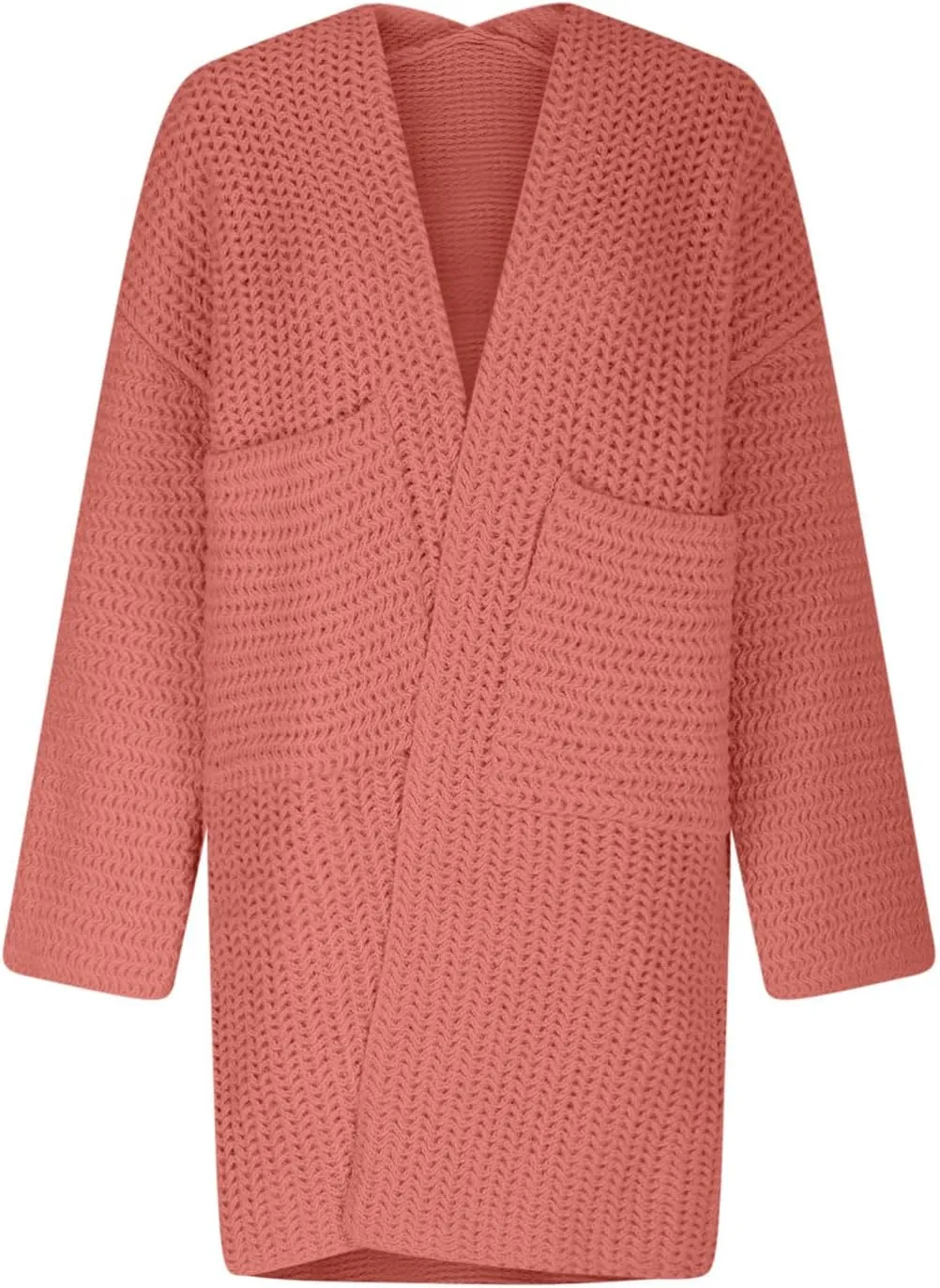 HGps8w Long Cardigans for Women Open Front Loose Casual Long Sleeve Cozy Chunky Knit Outerwear Jackets with Pockets