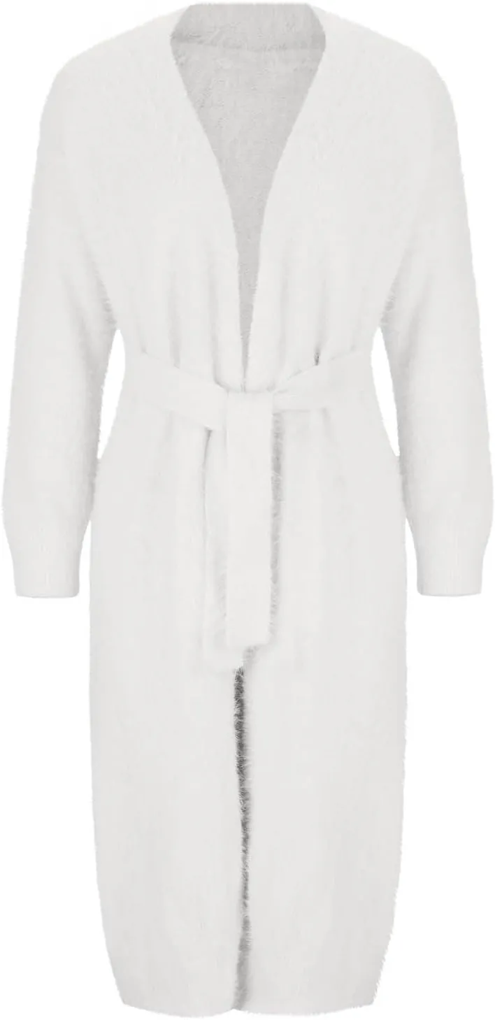 HGps8w Women's Fuzzy Soft Long Sweater Cardigans Casual Long Sleeve Open Front Knitted Outerwear Jackets