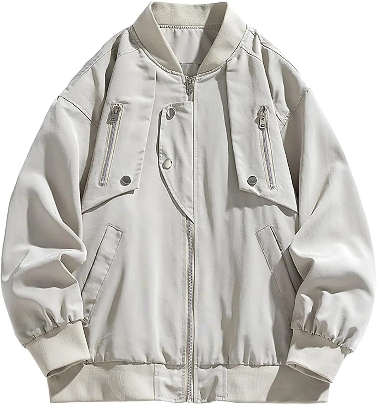 hlysgo Bomber Jacket Men, Mens Full Zip Up Jackets Fashion Fall Clothes Long Sleeve Trendy Bomber Jackets with Pockets