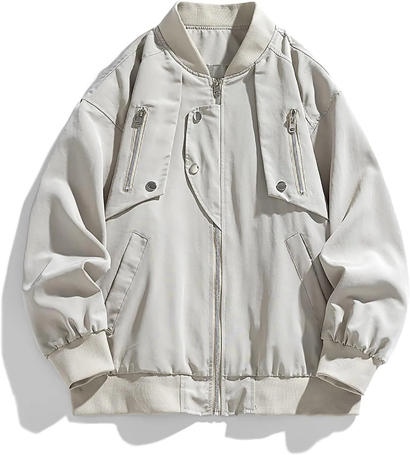 hlysgo Bomber Jacket Men, Mens Full Zip Up Jackets Fashion Fall Clothes Long Sleeve Trendy Bomber Jackets with Pockets