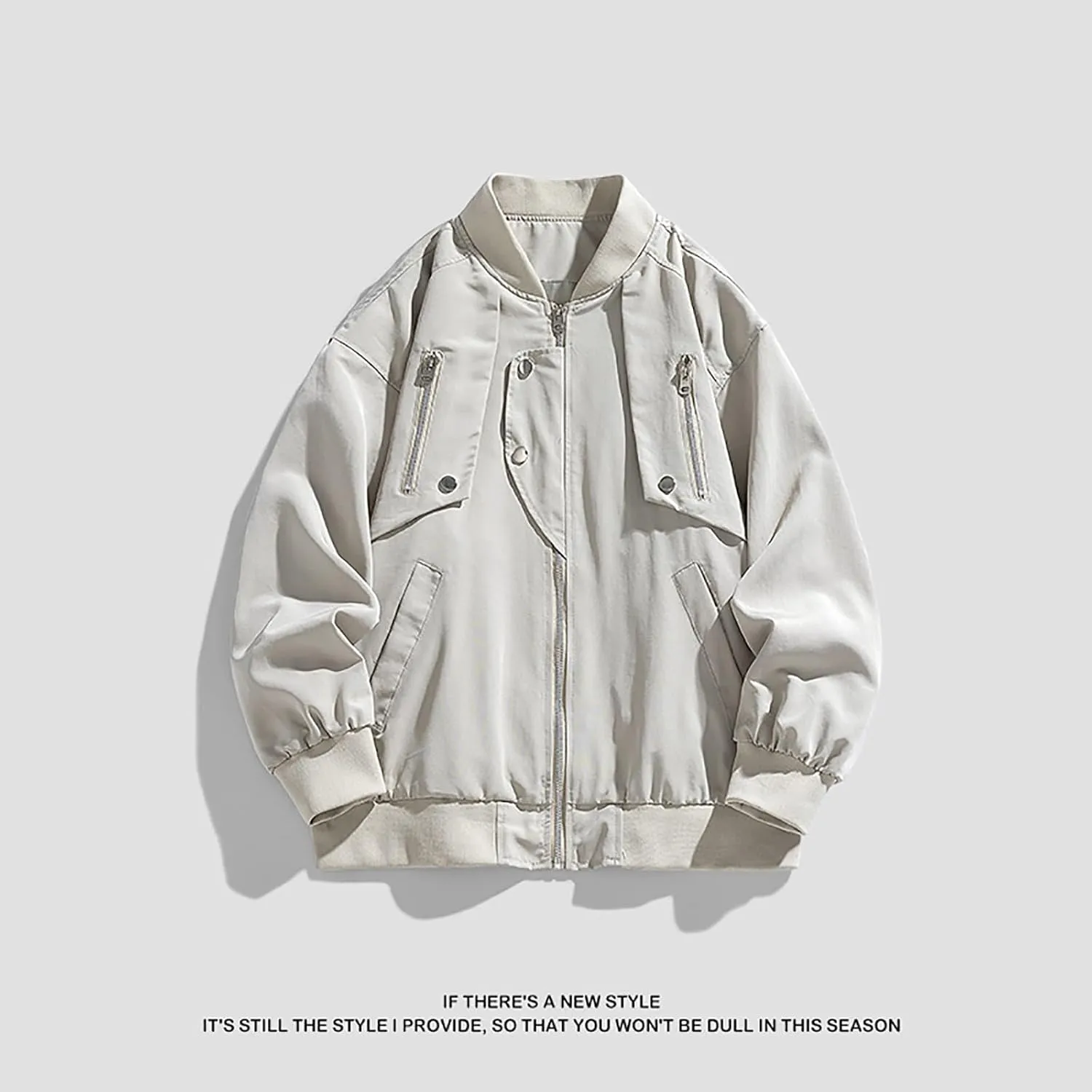 hlysgo Bomber Jacket Men, Mens Full Zip Up Jackets Fashion Fall Clothes Long Sleeve Trendy Bomber Jackets with Pockets
