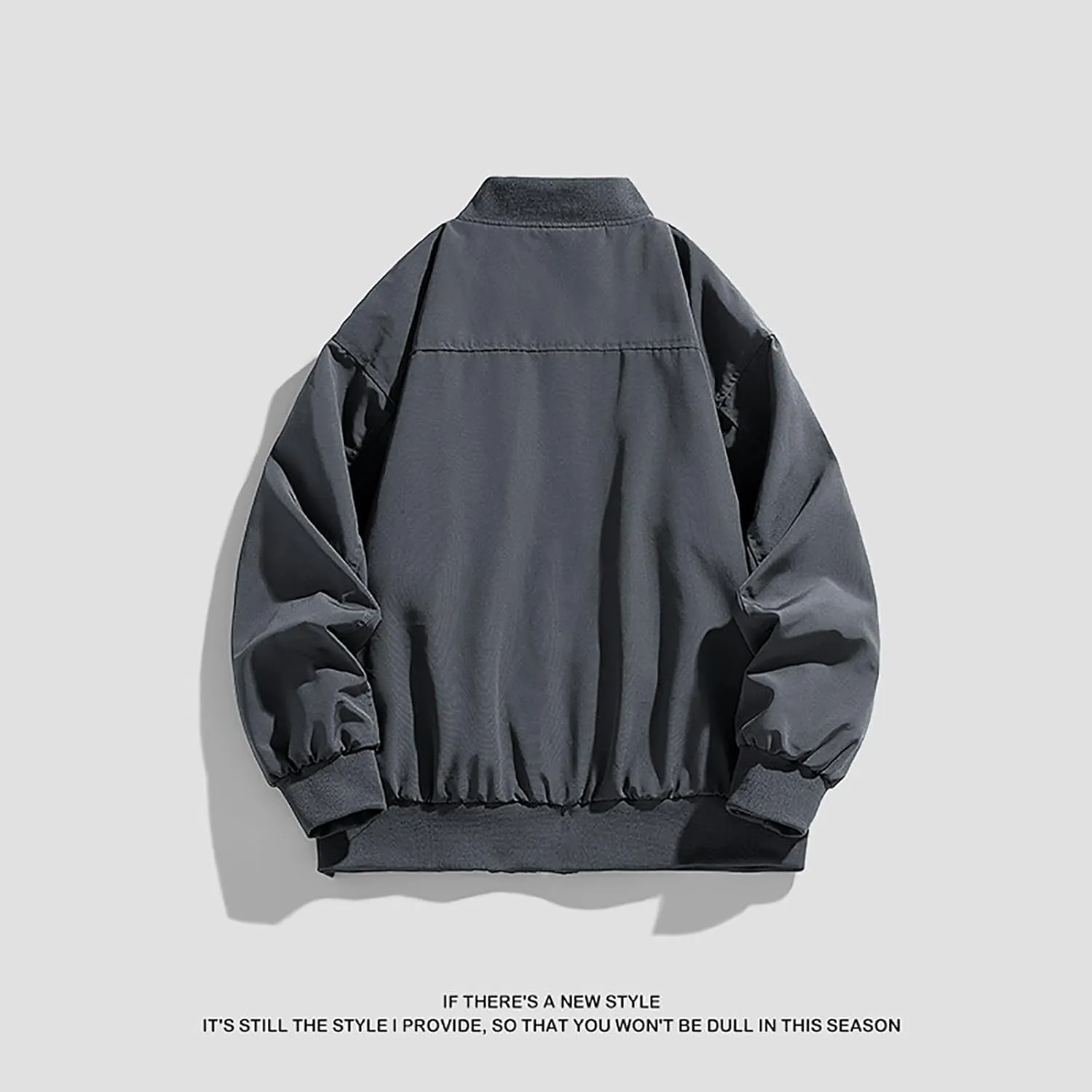 hlysgo Bomber Jacket Men, Mens Full Zip Up Jackets Fashion Fall Clothes Long Sleeve Trendy Bomber Jackets with Pockets