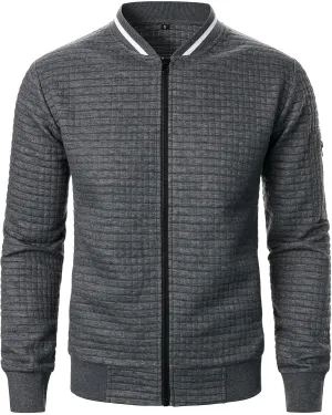 hlysgo Bomber Jacket Men, Mens Lightweight Jackets Casual Bomber Jacket Full Zip Sweatshirt Waffle Coat with Pocket