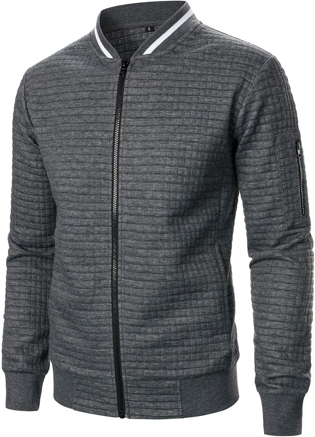 hlysgo Bomber Jacket Men, Mens Lightweight Jackets Casual Bomber Jacket Full Zip Sweatshirt Waffle Coat with Pocket