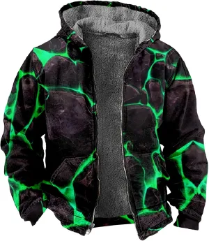 Hoodies for Men Full Zip Up Hoodie Thick Fleece Jacket Sherpa Lined Flannel Hoodie Fall Fashion Warm Soft Coat