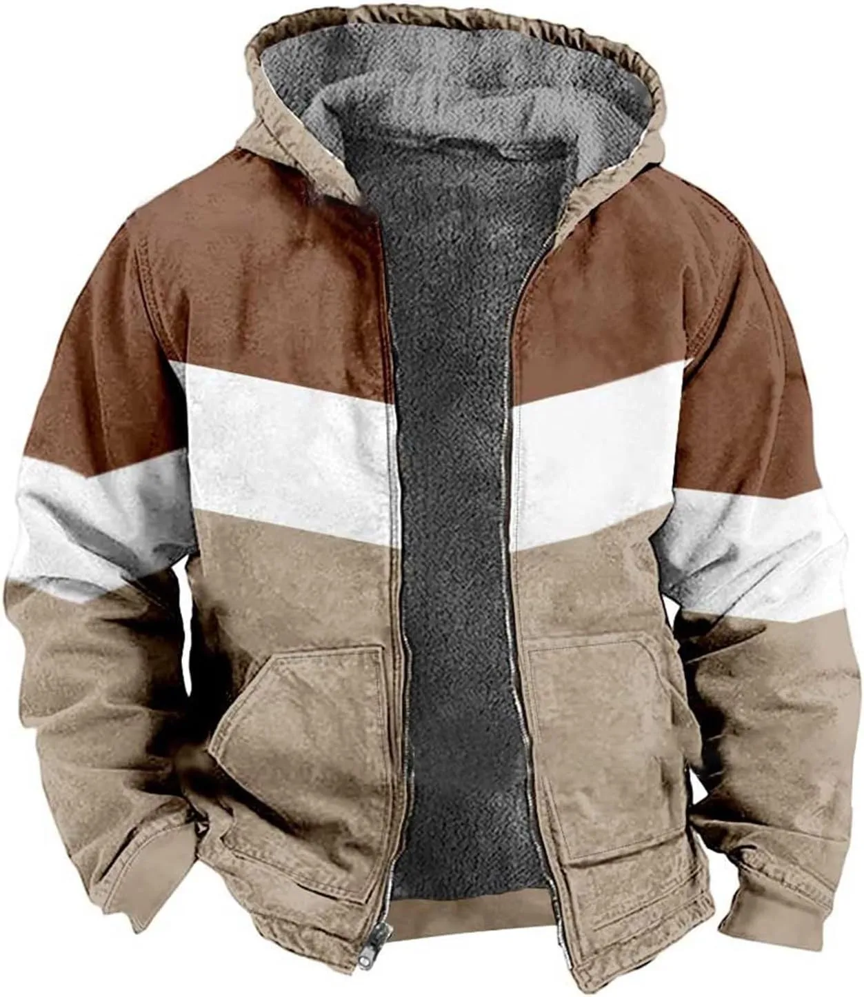 Hoodies for Men Thick Fleece Jacket Sherpa Lined Flannel Sweater Full Zip Up Hoodie Fashion Winter Warm Wool Soft Coat