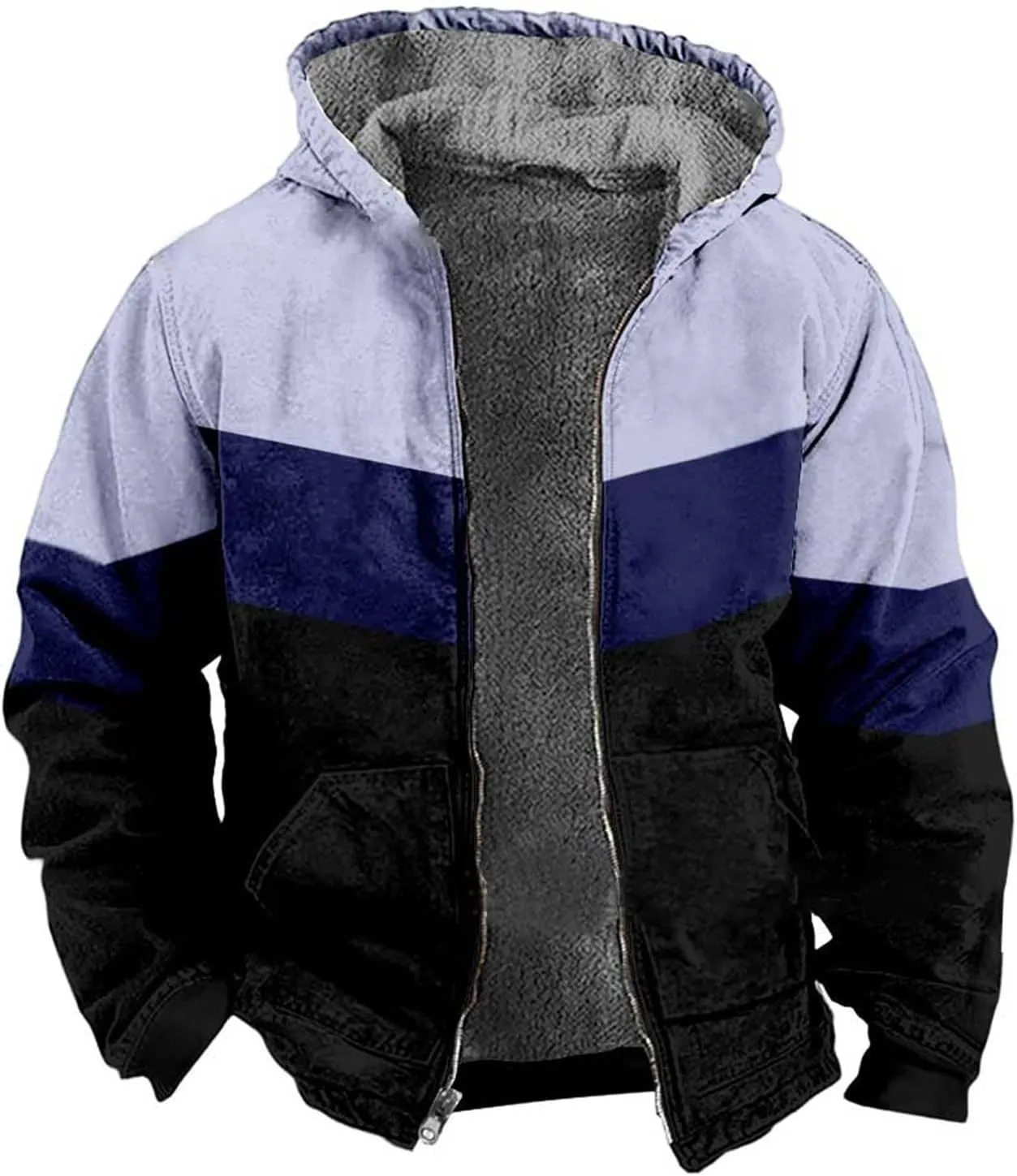 Hoodies for Men Thick Fleece Jacket Sherpa Lined Flannel Sweater Full Zip Up Hoodie Fashion Winter Warm Wool Soft Coat
