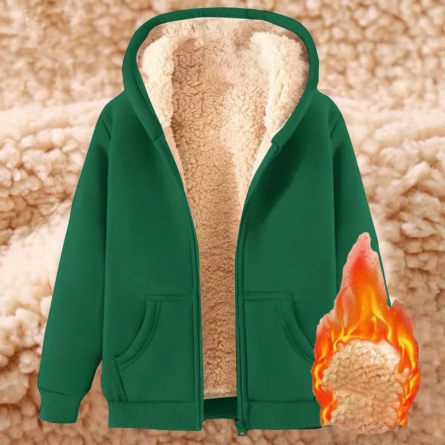 Hoodies for Men Winter Fleece Sweatshirt Hoodie Jackets Full Zip Up Thick Sherpa Lined Hooded Jacket Winter Coats