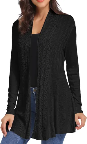 iClosam Women Open Front Cardigans Long Sleeve Lightweight Knit Cardigan Sweater
