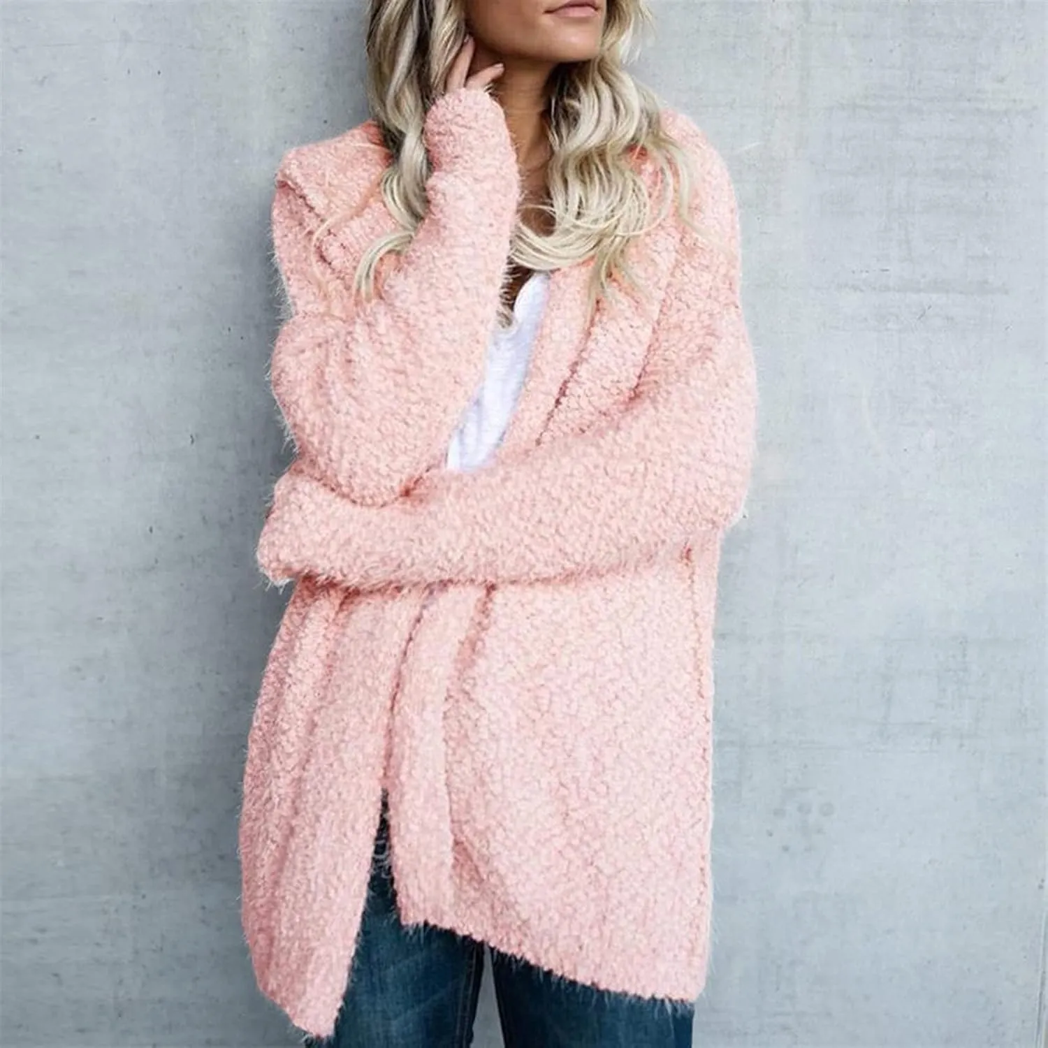 iLH Womens Hoodies Oversize Long Cardigan Long Sleeve Casual Loose Cardigan Sweater Solid Color Trendy Elegant Coat