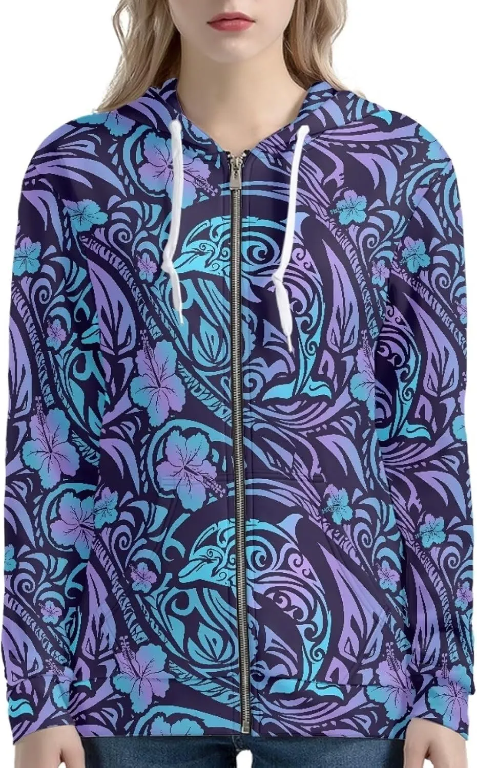 Irisjudy Women's Classic-Fit Hoodies Island Tribal, Butterflies,Music Notes Print Fall Jacket Oversized Sweatshirts XS-5XL