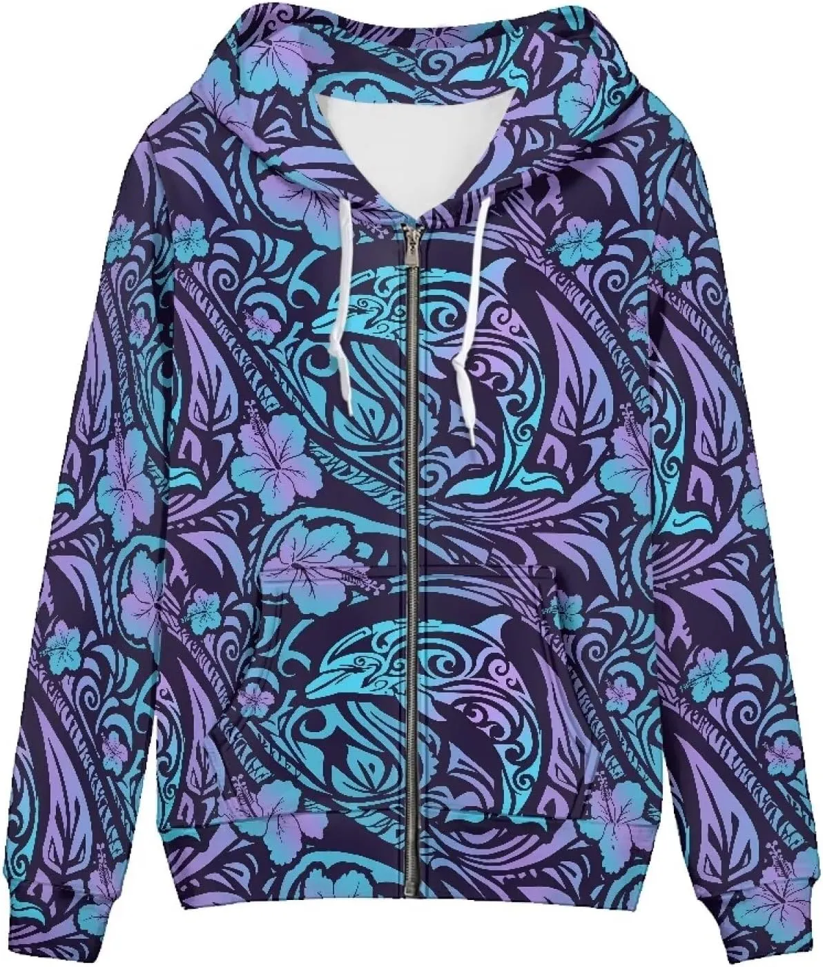 Irisjudy Women's Classic-Fit Hoodies Island Tribal, Butterflies,Music Notes Print Fall Jacket Oversized Sweatshirts XS-5XL