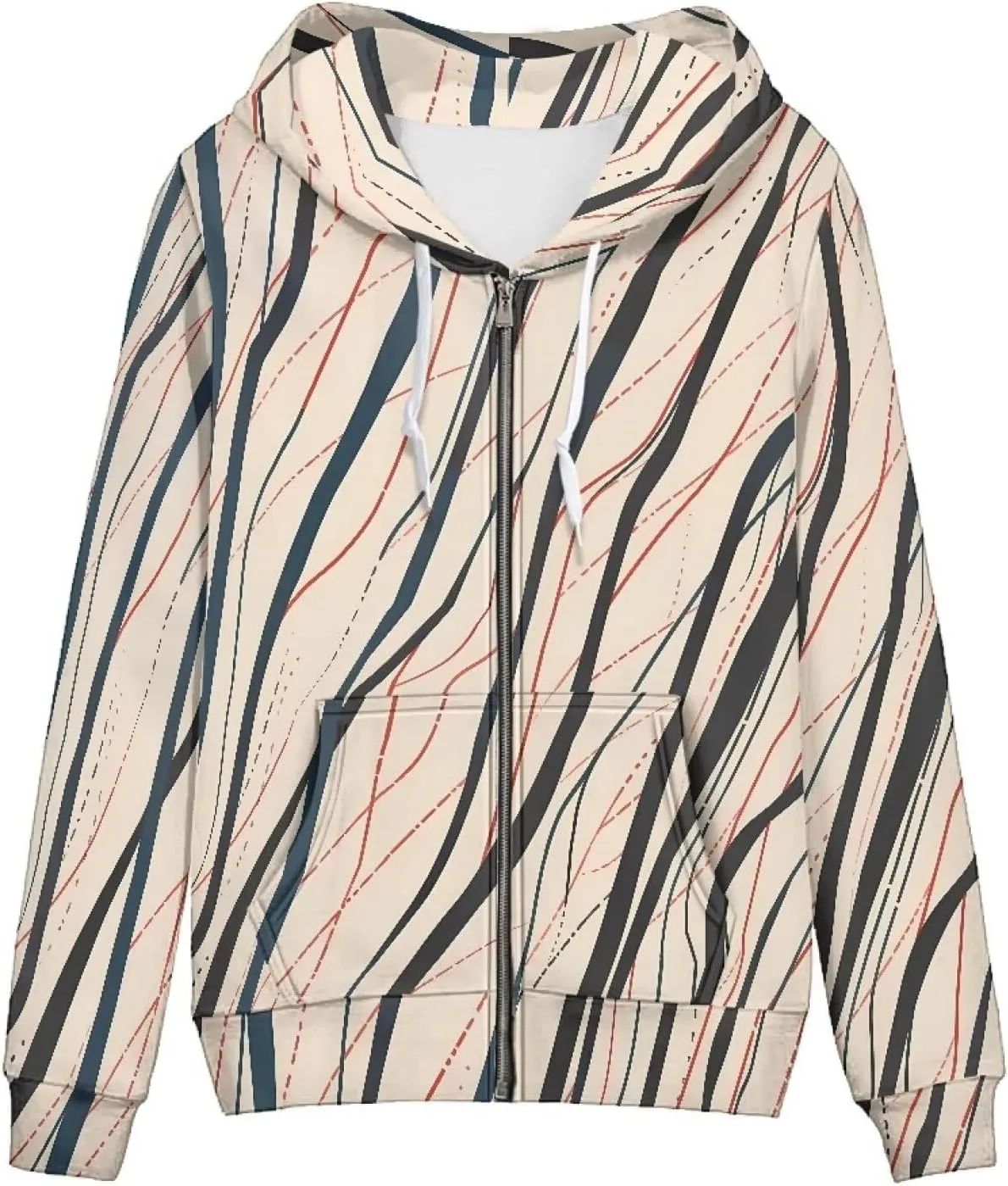 Irisjudy Women's Classic-Fit Hoodies Island Tribal, Butterflies,Music Notes Print Fall Jacket Oversized Sweatshirts XS-5XL