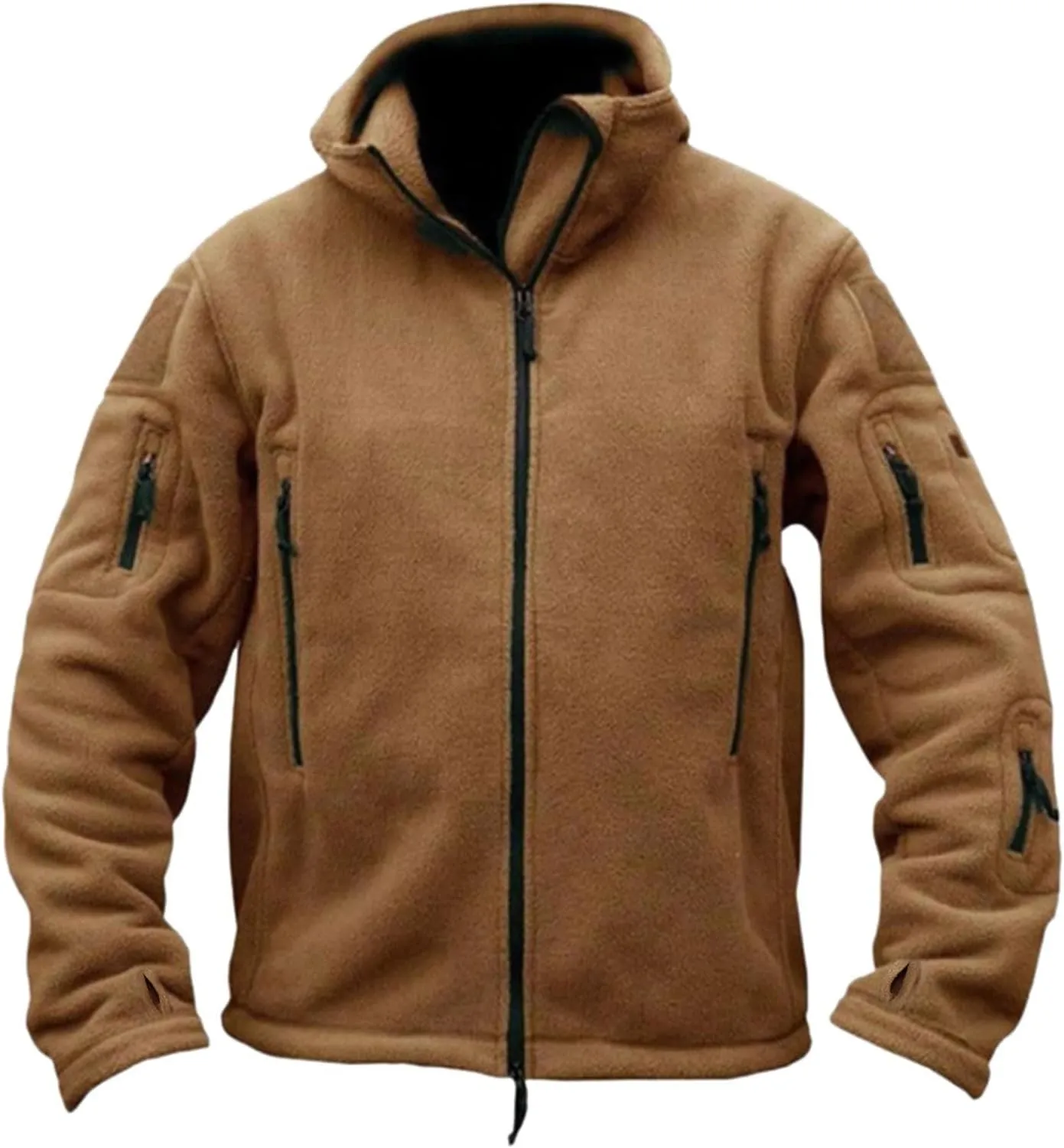 Jackets for Men Soft Polar Fleece Full Zip Military Tactical Sport Warm Hooded Outdoor Winter Adventure Jacket Coats