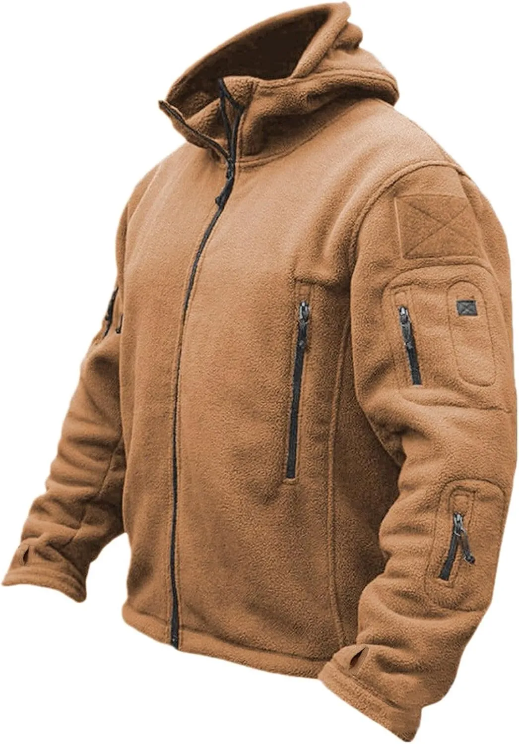 Jackets for Men Soft Polar Fleece Full Zip Military Tactical Sport Warm Hooded Outdoor Winter Adventure Jacket Coats