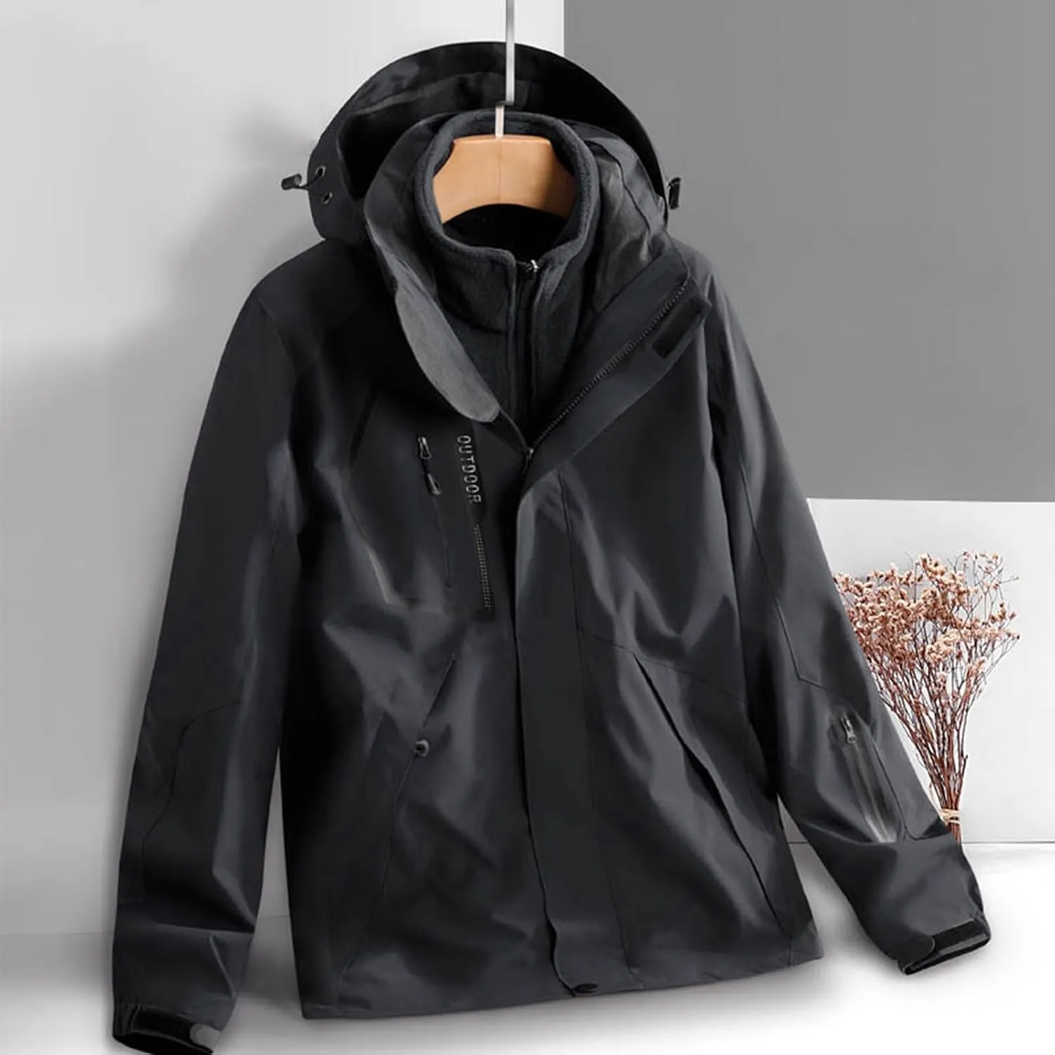 Jackets for Women 2 Piece Waterproof Windproof Outdoor Snow Mountain Jacket Loose Athletic Coat with Removable Hood