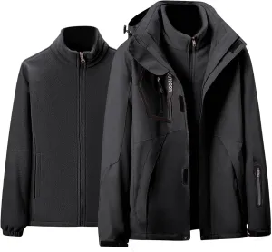 Jackets for Women 2 Piece Waterproof Windproof Outdoor Snow Mountain Jacket Loose Athletic Coat with Removable Hood