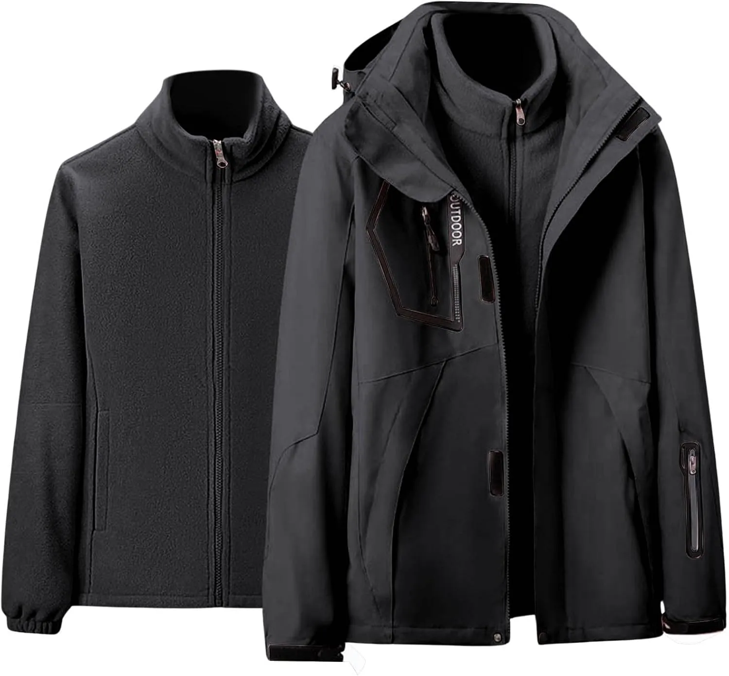 Jackets for Women 2 Piece Waterproof Windproof Outdoor Snow Mountain Jacket Loose Athletic Coat with Removable Hood