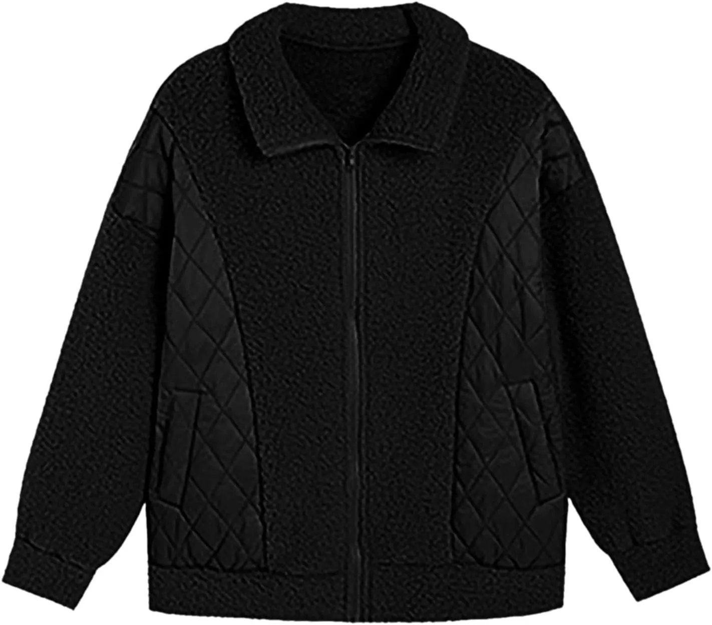 Jackets for Women Full Zip Fuzzy Fleece Sherpa Lined Cardignas Jacket Plus Size Open Front Winter Coats with Pockets