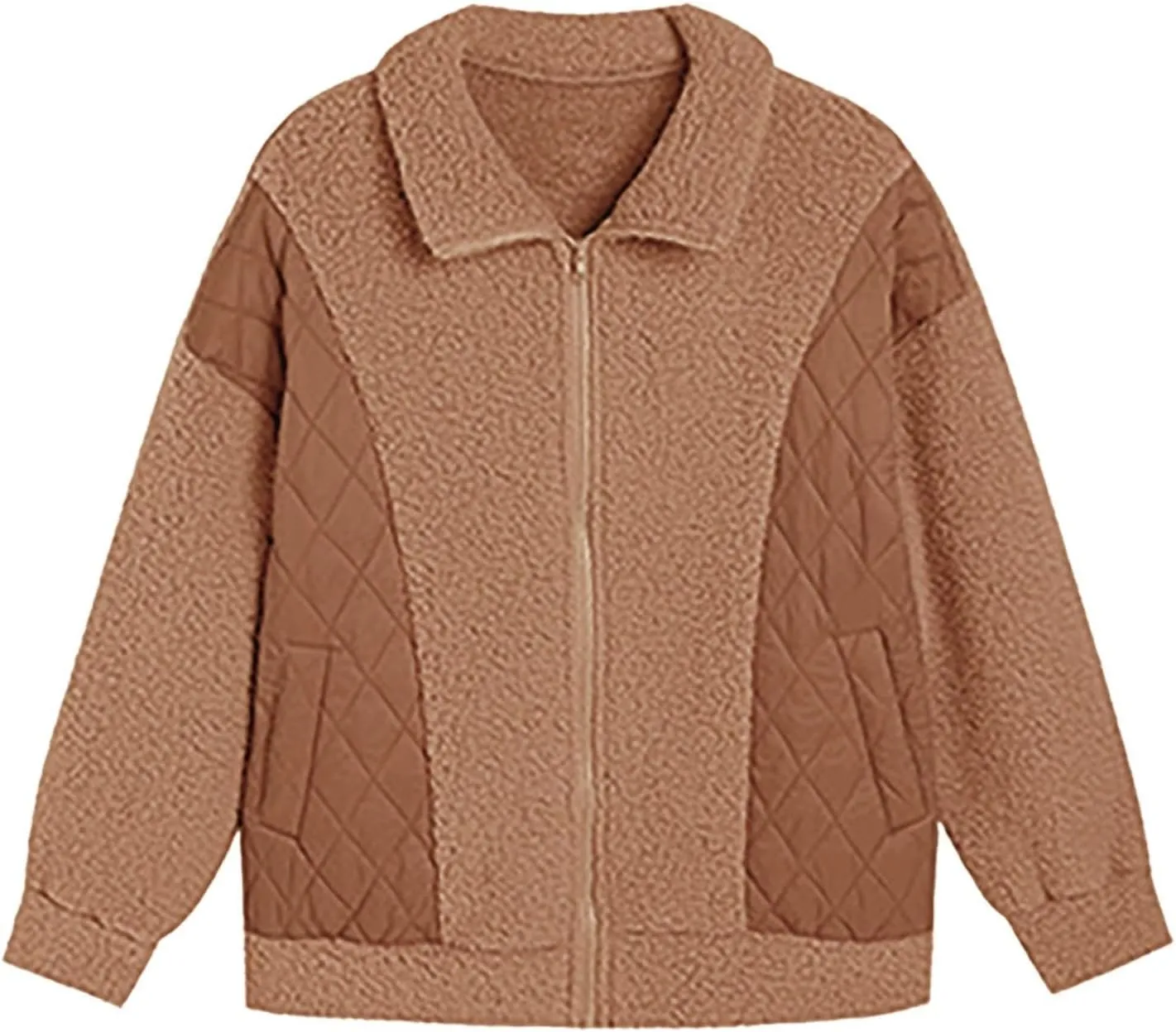 Jackets for Women Full Zip Fuzzy Fleece Sherpa Lined Cardignas Jacket Plus Size Open Front Winter Coats with Pockets