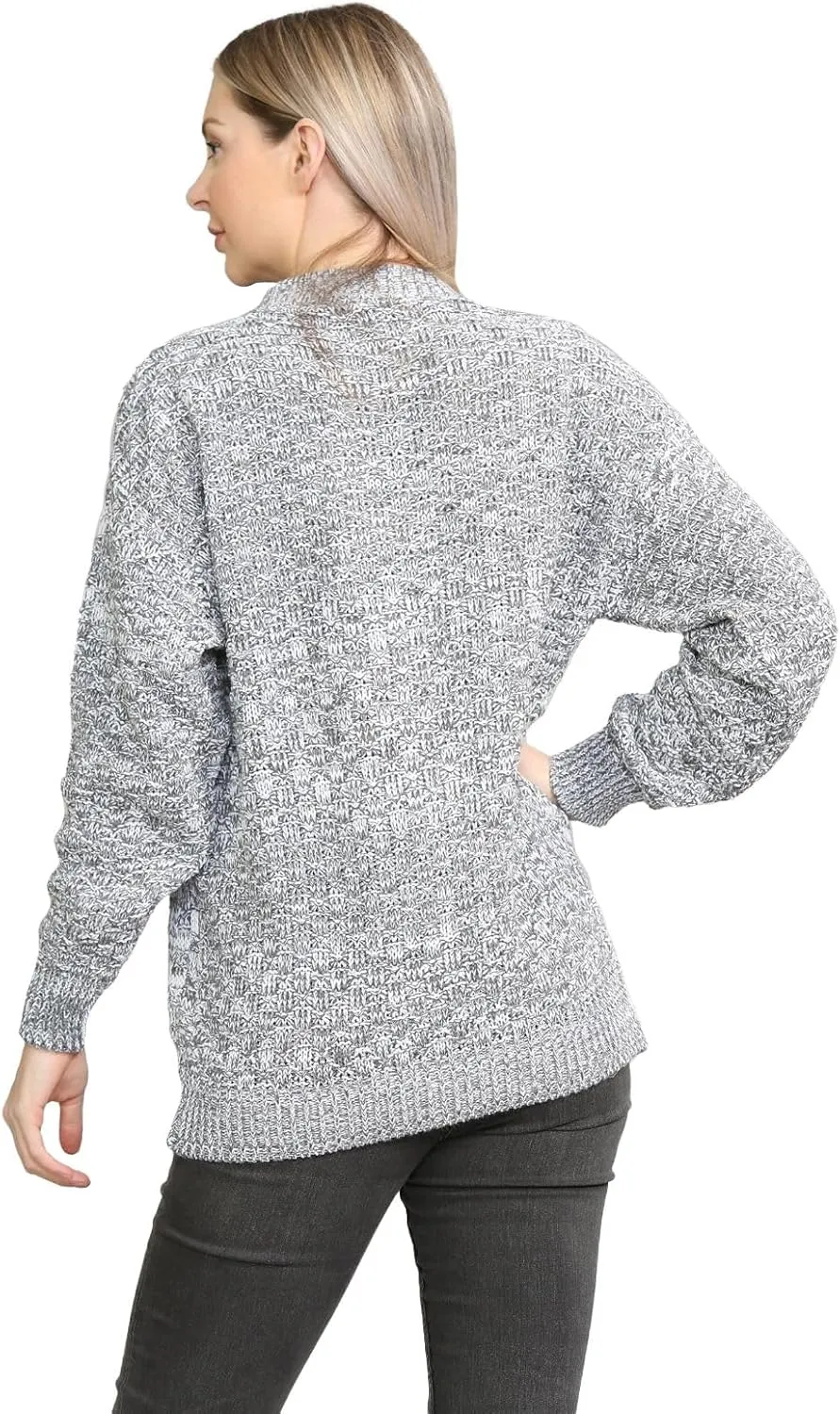 Janisramone Cable Knit Sweater Women, Crew Neck Cable Knit Cardigan, Long Sleeve Cardigan for Women, Button up Cardigan