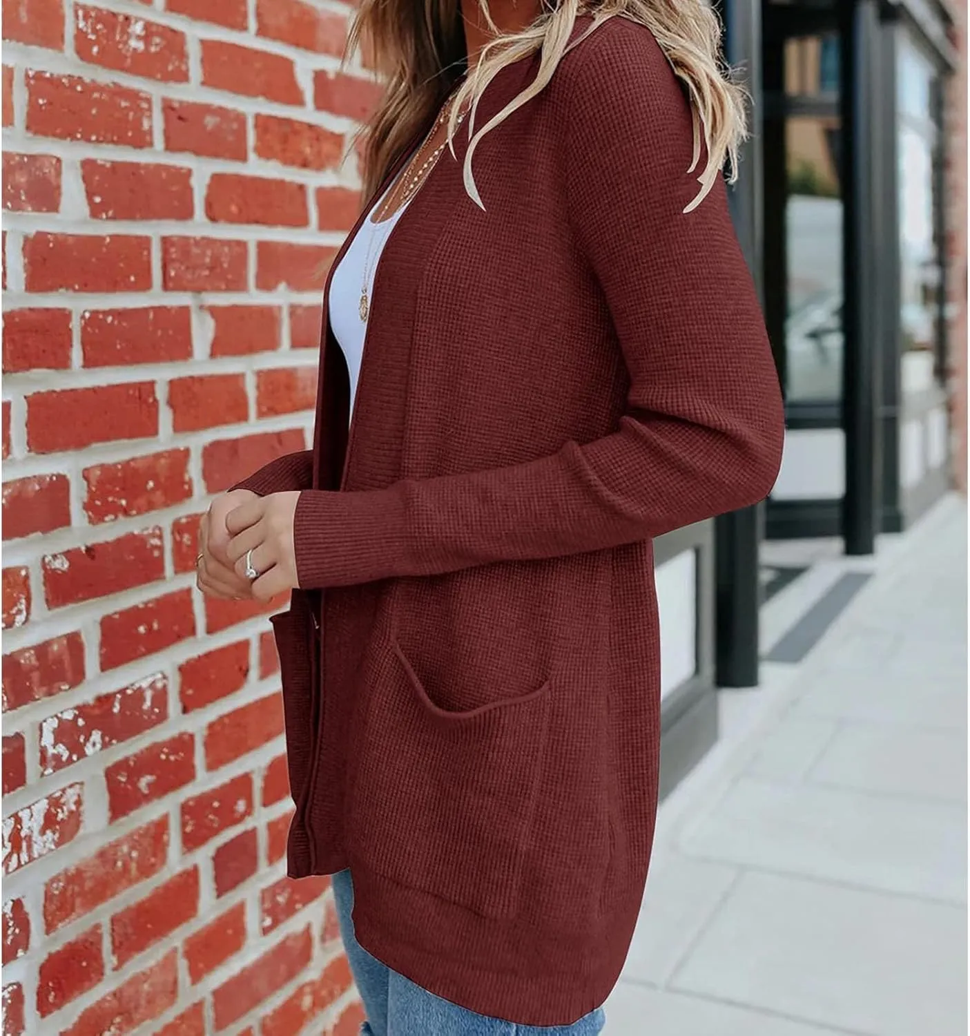JOAU Fall Winter Cardigan for Women Open Front Long Sleeve Loose Slouchy Chunky Knit Sweater Casual Soft Coat with Pockets