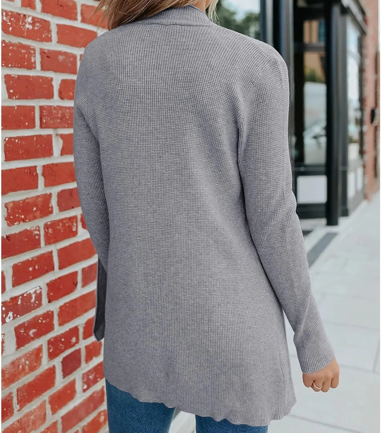 JOAU Fall Winter Cardigan for Women Open Front Long Sleeve Loose Slouchy Chunky Knit Sweater Casual Soft Coat with Pockets