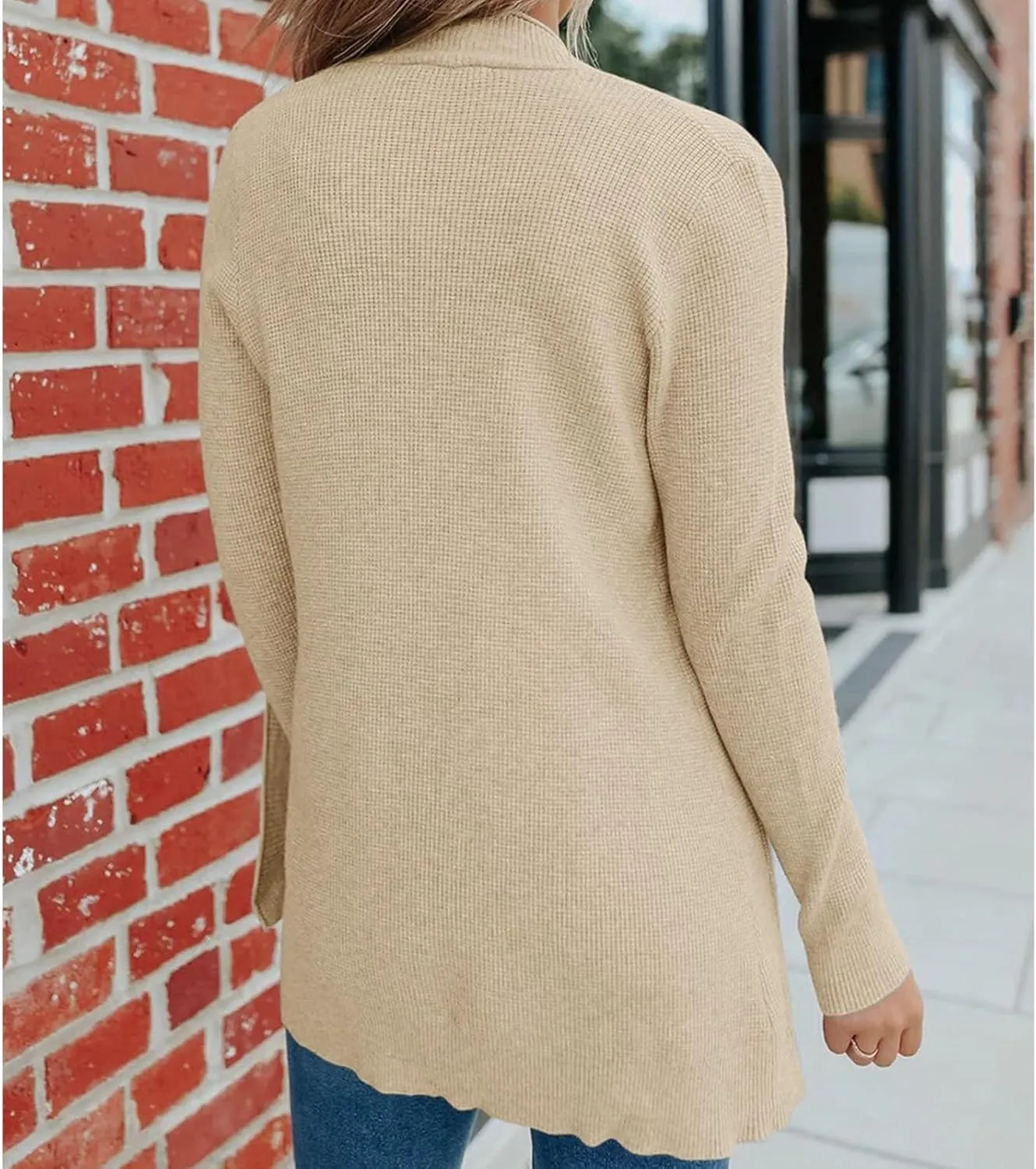 JOAU Fall Winter Cardigan for Women Open Front Long Sleeve Loose Slouchy Chunky Knit Sweater Casual Soft Coat with Pockets