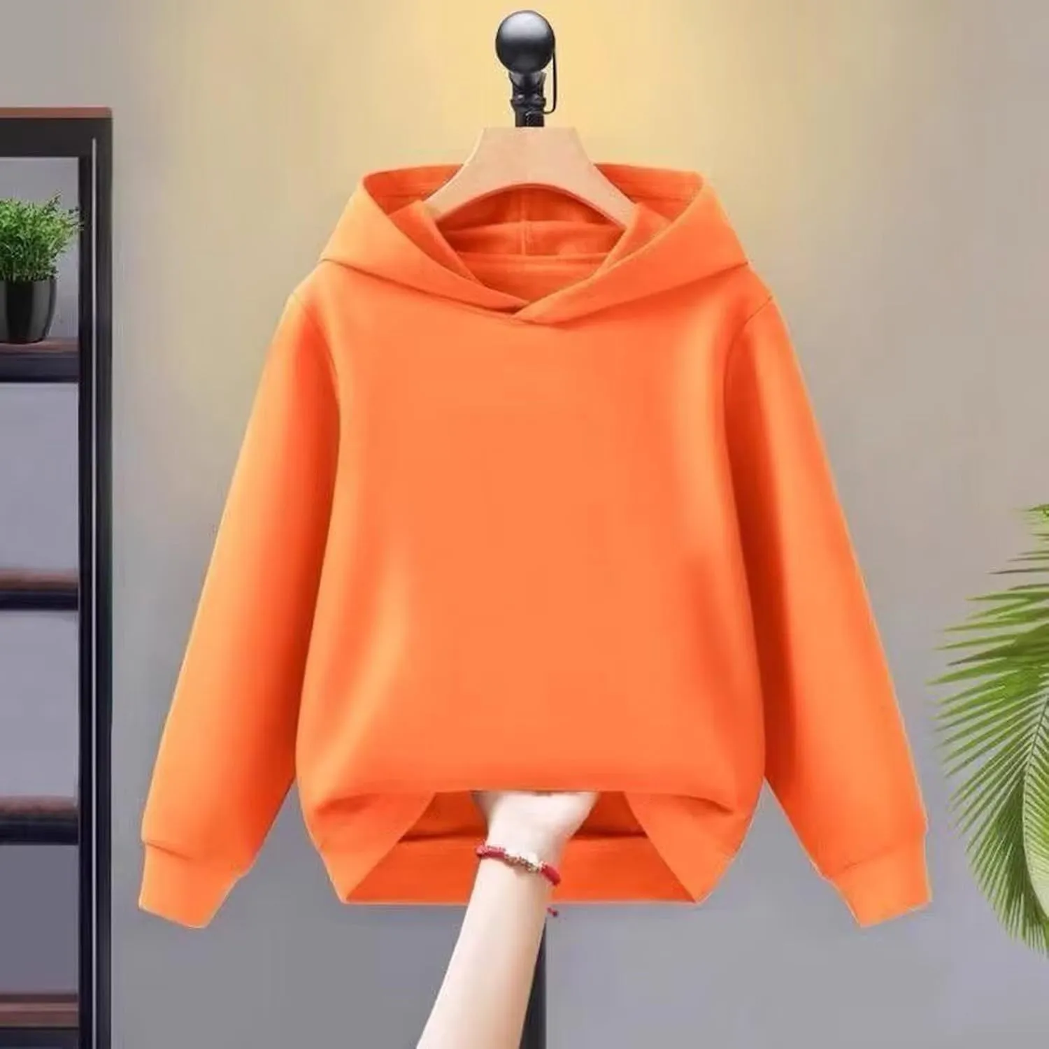 Kids Boys Girls Solid Classic Hoodies Soft Hooded Pullover Sweatshirts for Childrens Basic Cotton Hoodie School Tops
